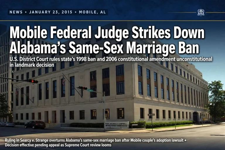 Illustration for the news story: Mobile Federal Judge Strikes Down Alabama’s Same-Sex Marriage Ban