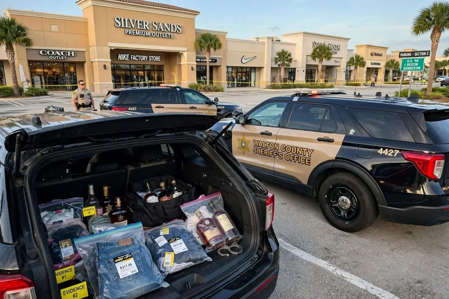 Illustration for the news story: Four Mobile Residents Arrested in Florida Panhandle Shoplifting Ring