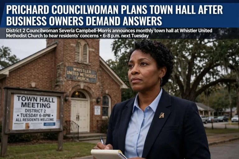 Illustration for the news story: Prichard Councilwoman Plans Town Hall After Business Owners Demand Answers