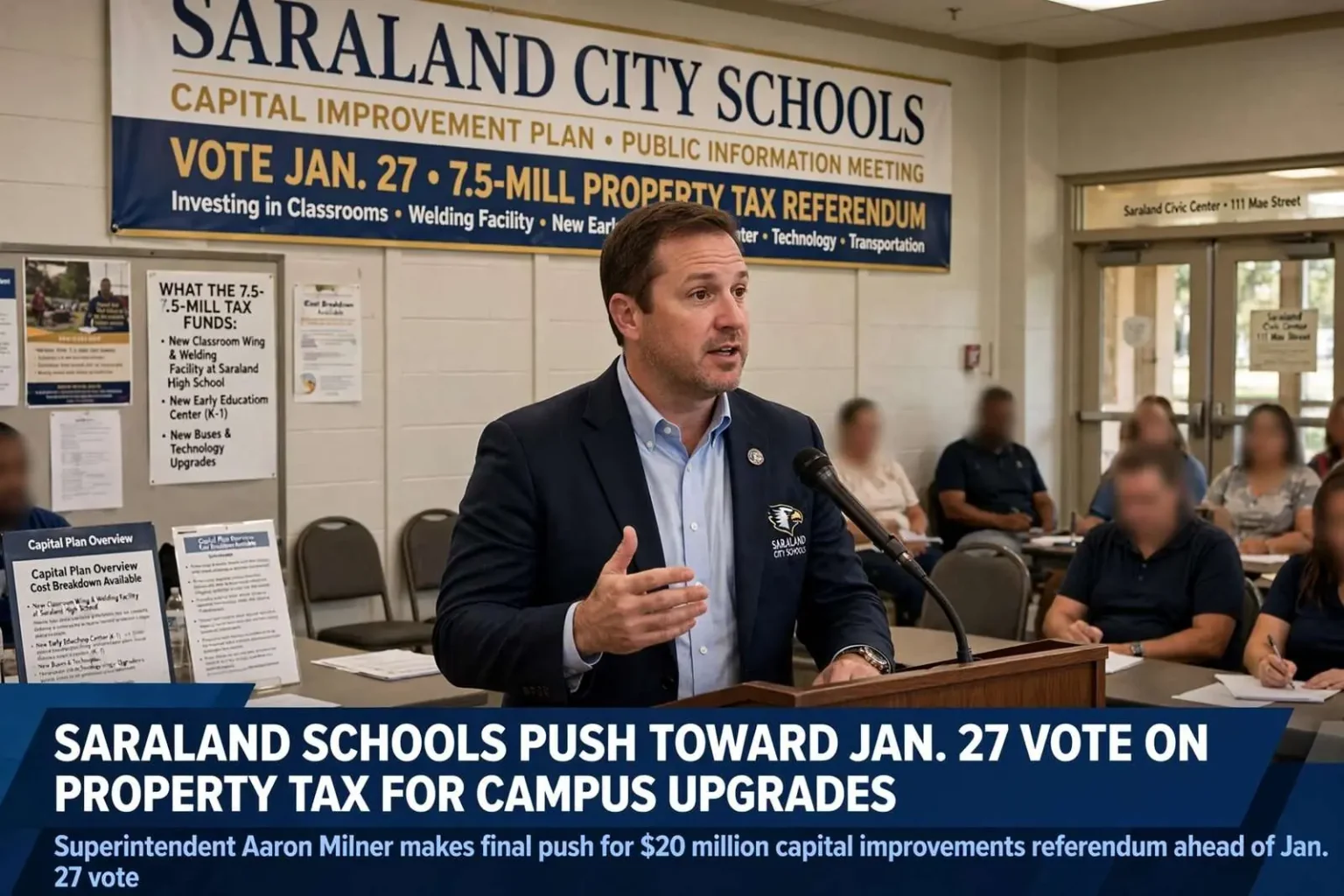Illustration for the news story: Saraland Schools Push Toward Jan. 27 Vote on Property Tax for Campus Upgrades
