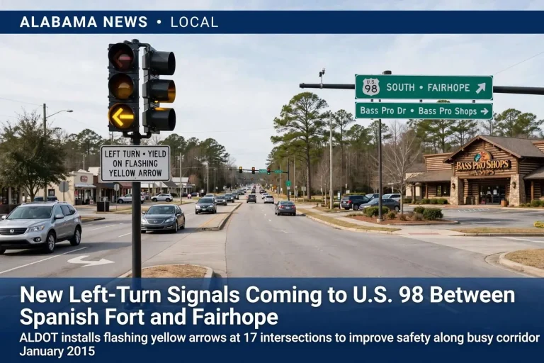 Illustration for the news story: New Left-Turn Signals Coming to U.S. 98 Between Spanish Fort and Fairhope