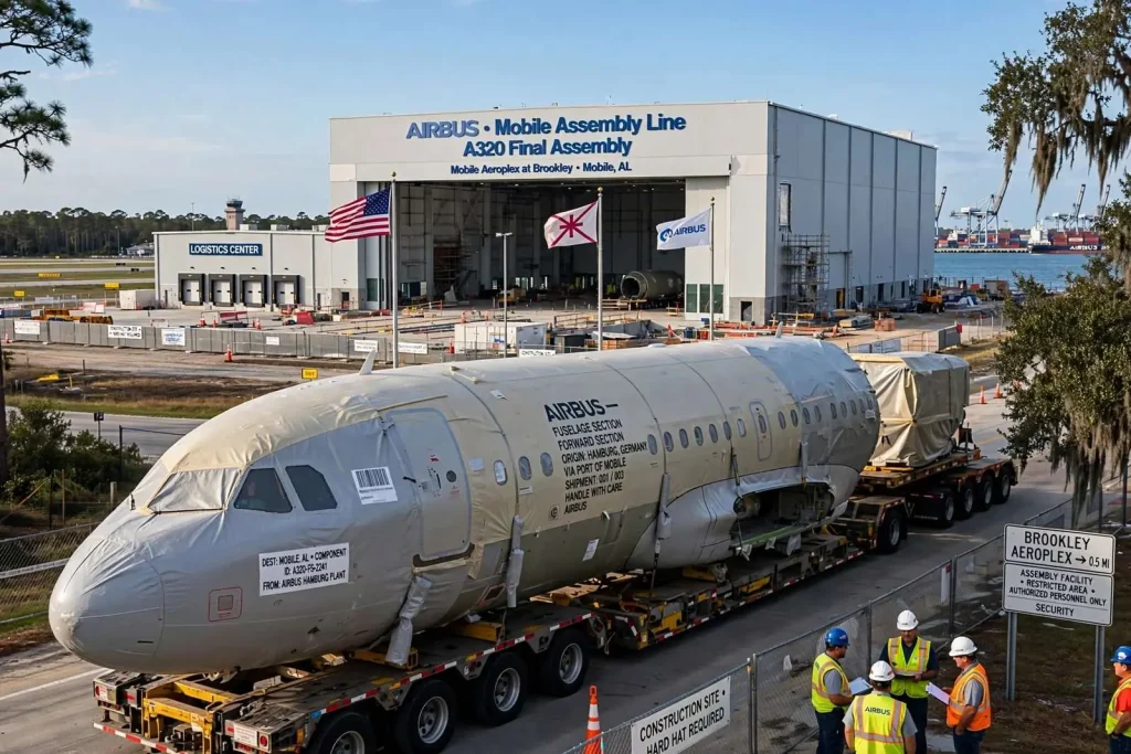 Illustration for the news story: Airbus Mobile Assembly Line On Track as First European Components Set to Arrive