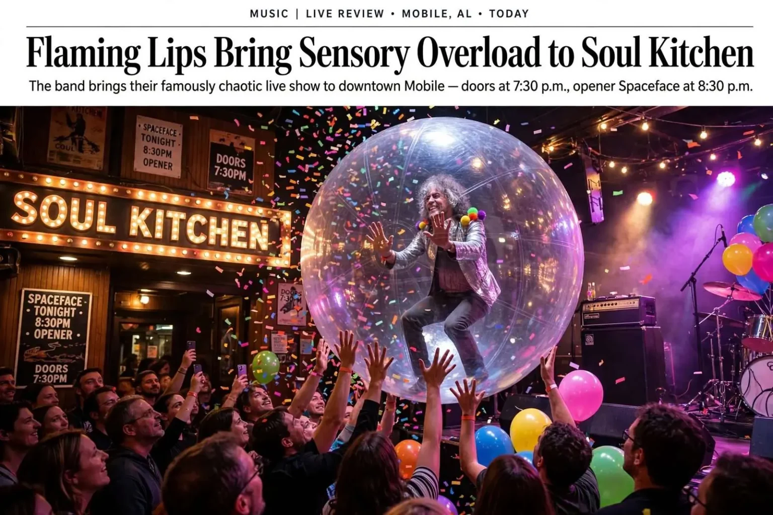 Illustration for the news story: Flaming Lips Bring Sensory Overload to Soul Kitchen