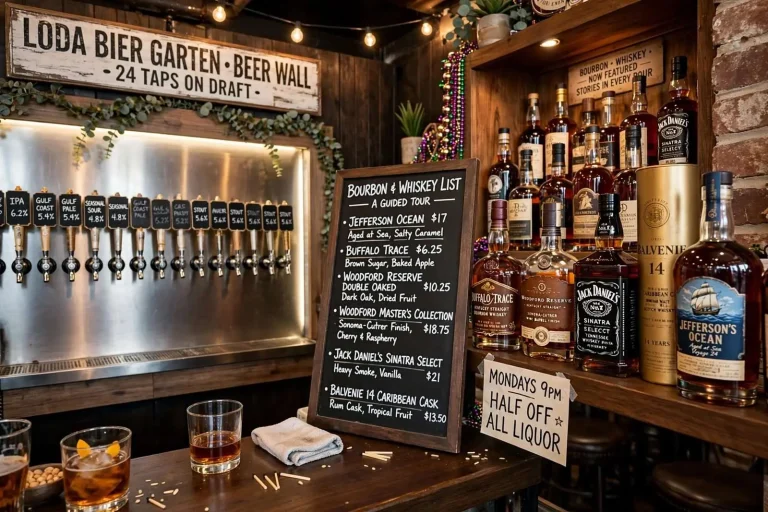 Illustration for the news story: LoDa Bier Garten Builds a Bourbon List to Match Its Famous Beer Wall