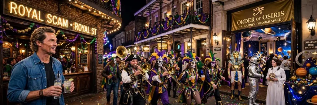 Illustration for the news story: Mardi Gras Week Brings a McConaughey Sighting, Pub Crawls and an Out-of-This-World Osiris Ball