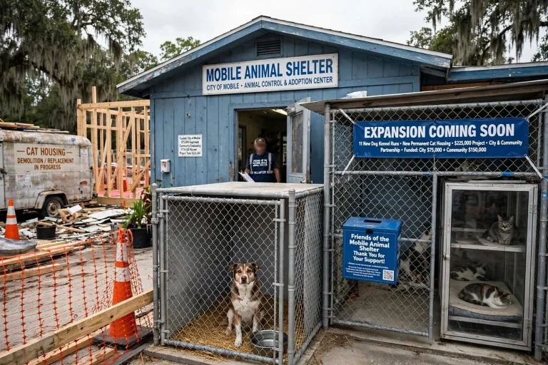 Illustration for the news story: Mobile City Council Approves $75,000 for Animal Shelter Expansion