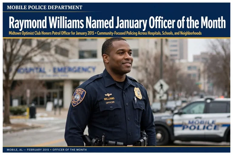 Illustration for the news story: Mobile Police Officer Raymond Williams Named January Officer of the Month