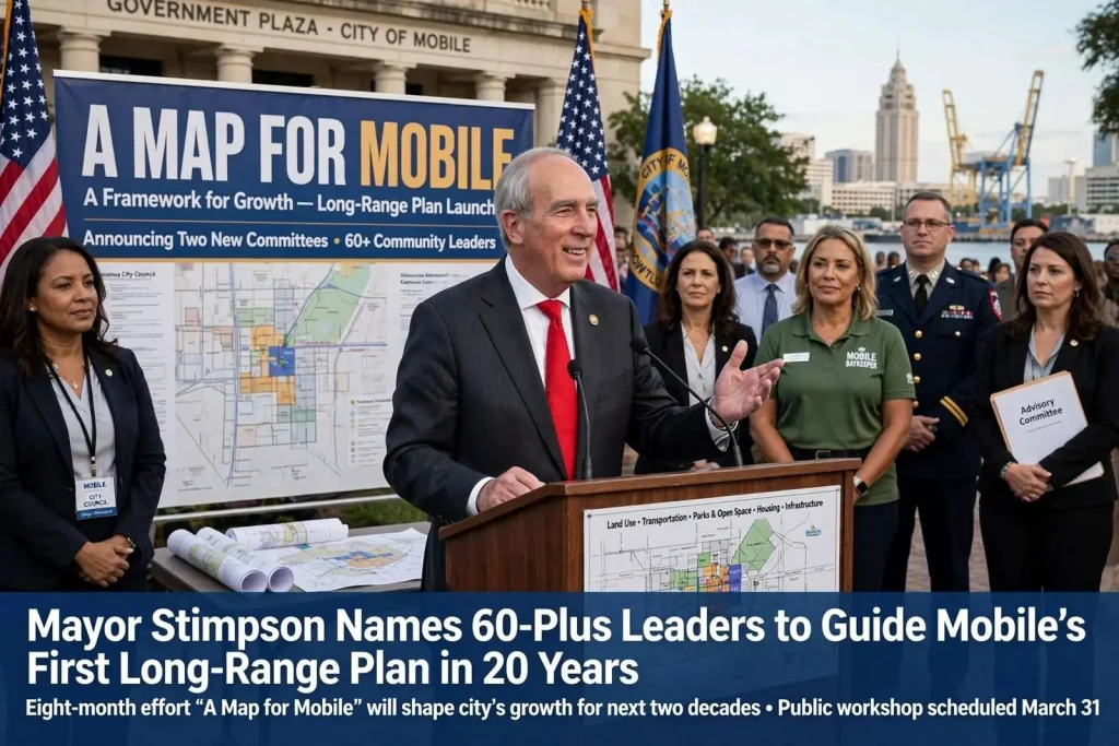Illustration for the news story: Mayor Stimpson Names 60-Plus Leaders to Guide Mobile’s First Long-Range Plan in 20 Years