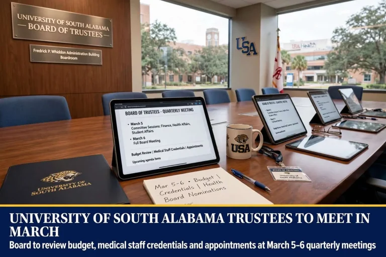 Illustration for the news story: University of South Alabama Trustees to Meet in March, Review Budget and Appointments
