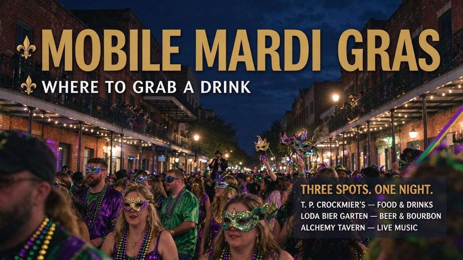 Illustration for the news story: Where to Grab a Drink During Mobile Mardi Gras
