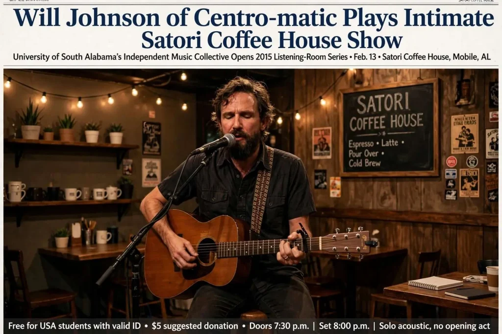 Illustration for the news story: Will Johnson of Centro-matic Plays Intimate Satori Coffee House Show