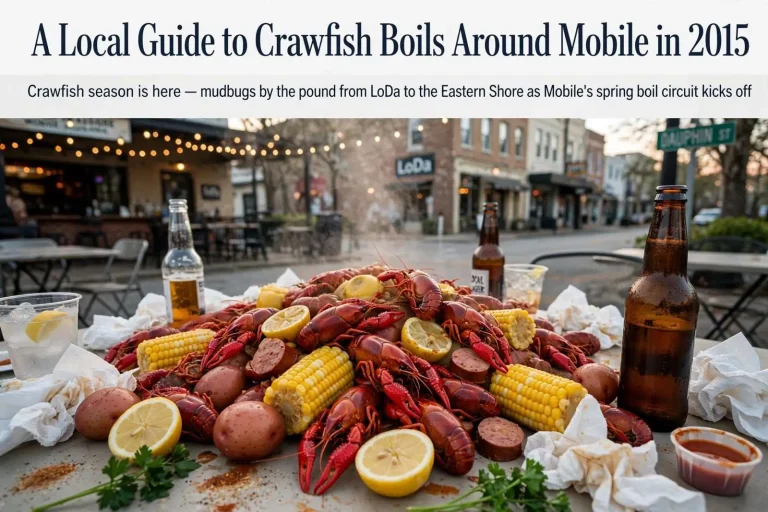 Illustration for the news story: A Local Guide to Crawfish Boils Around Mobile in 2015