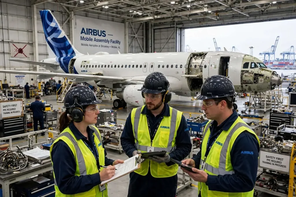Illustration for the news story: Airbus A320 Line in Mobile Opens New Round of Technician Jobs