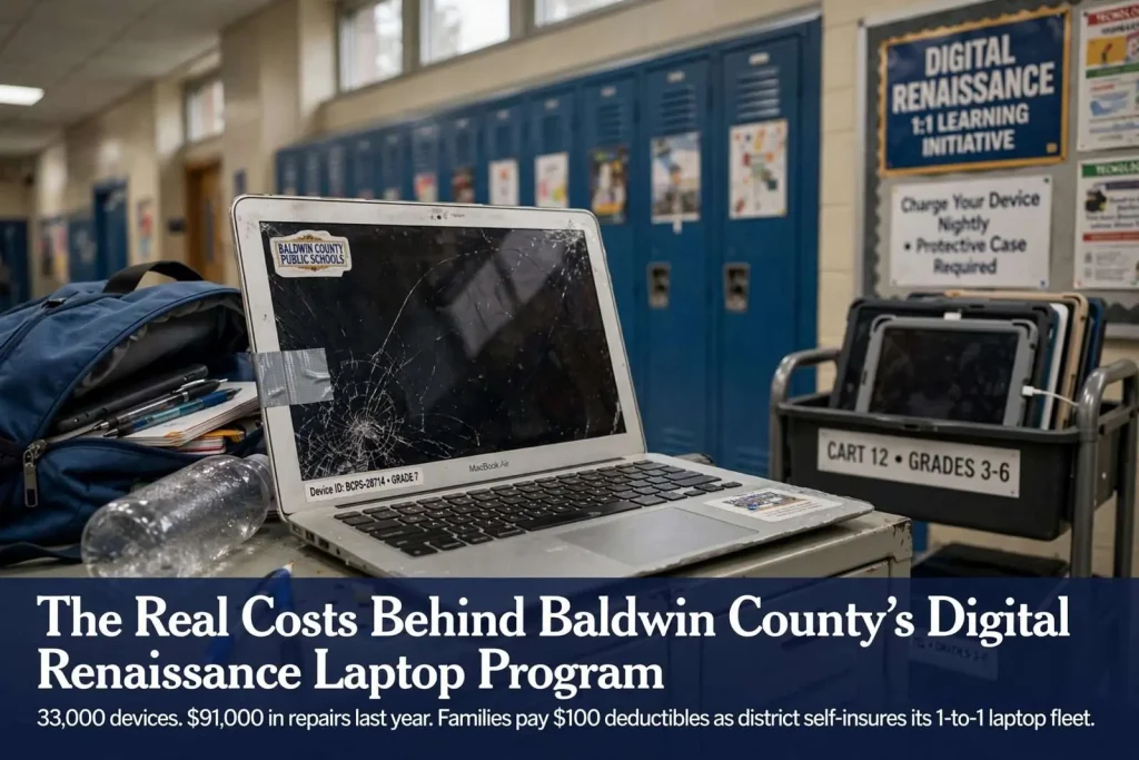 Illustration for the news story: The Real Costs Behind Baldwin County’s Digital Renaissance Laptop Program