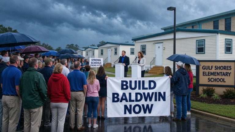 Illustration for the news story: Baldwin County School Tax Vote Nears as Supporters Rally at Gulf Shores Elementary