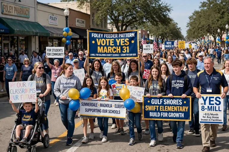 Illustration for the news story: Foley Parade Rallies Support for Baldwin County School Tax Vote