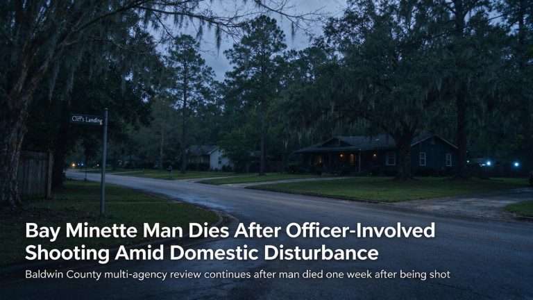 Illustration for the news story: Bay Minette Man Dies After Officer-Involved Shooting Amid Domestic Disturbance