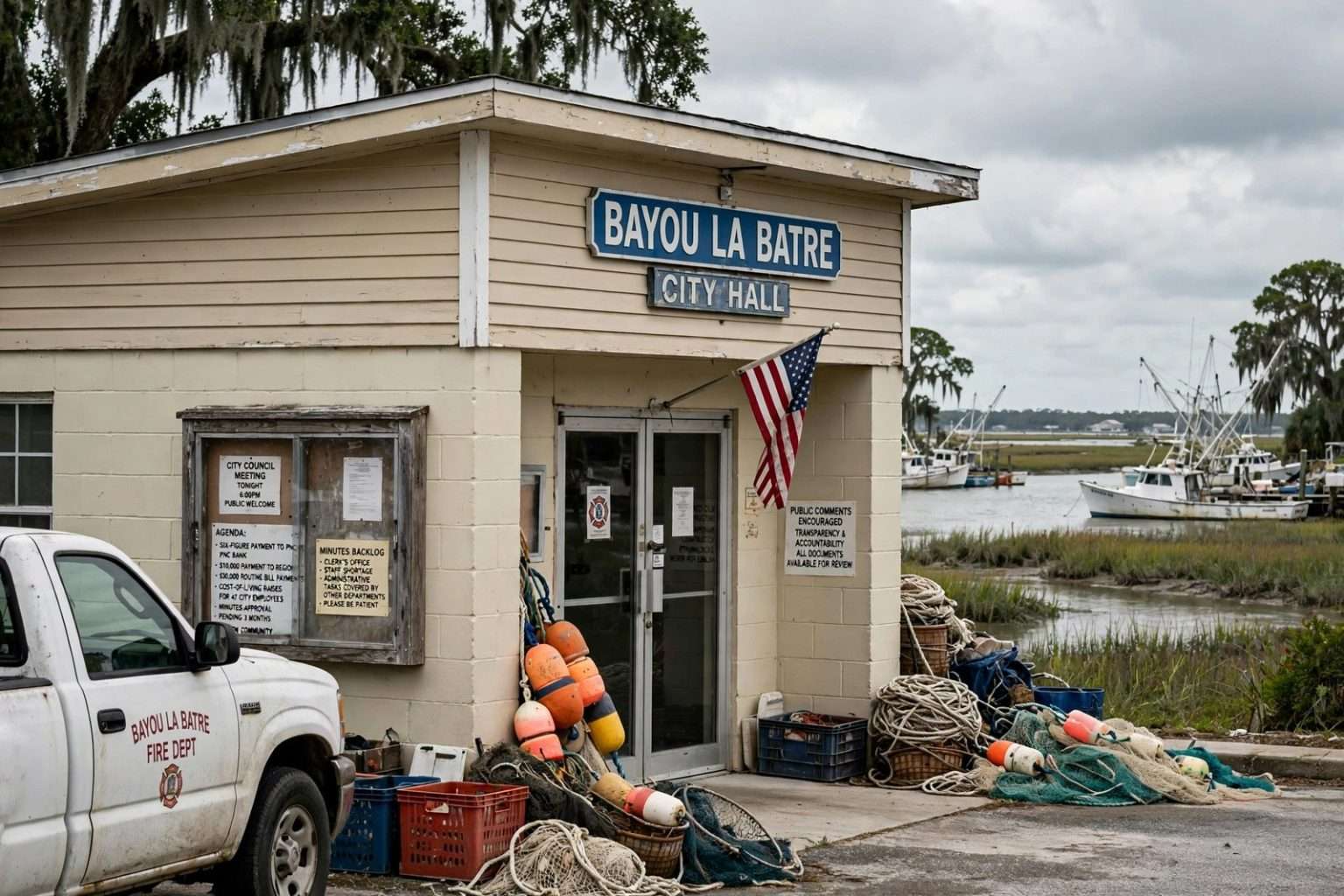 Illustration for the news story: Two Years After Corruption Scandal, Bayou La Batre Still Rebuilding Trust
