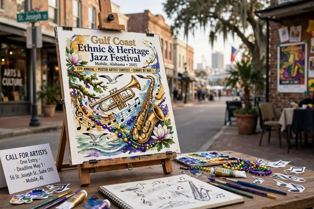 Illustration for the news story: Gulf Coast Ethnic and Heritage Jazz Festival Seeks Poster Artists for 17th Annual Event