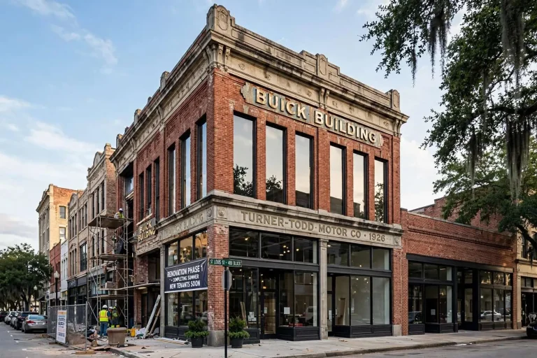 Illustration for the news story: Mobile’s Historic Buick Building Nears Completion of $5 Million Overhaul