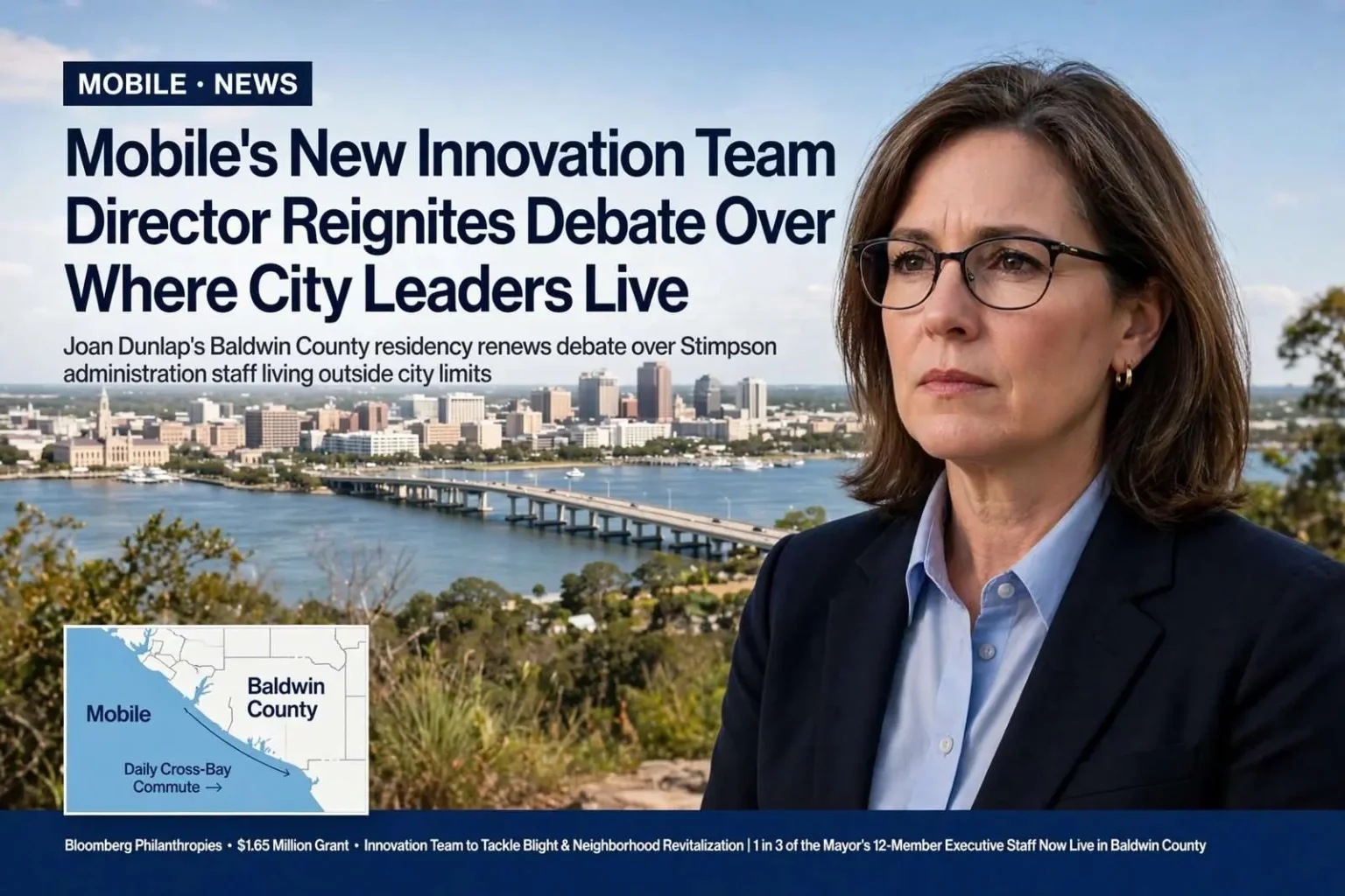Illustration for the news story: Mobile’s New Innovation Team Director Reignites Debate Over Where City Leaders Live