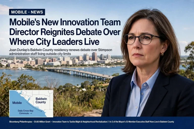 Illustration for the news story: Mobile’s New Innovation Team Director Reignites Debate Over Where City Leaders Live