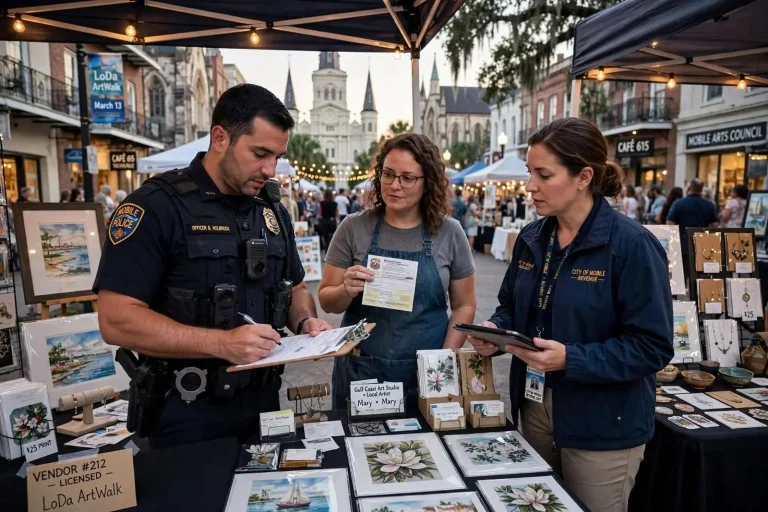 Illustration for the news story: Mobile Cracks Down on Peddler’s Licenses at LoDa ArtWalk