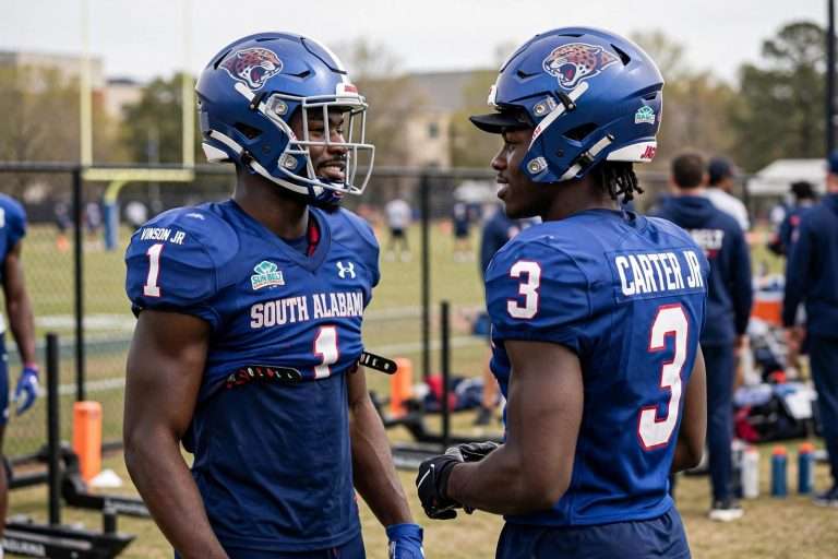 Illustration for the news story: D.J. Vinson Jr., Antonio Carter Jr. Earn Top Honors as South Alabama Holds Fifth Spring Practice