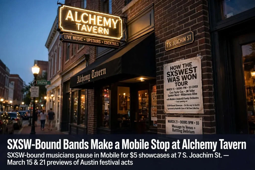 Illustration for the news story: SXSW-Bound Bands Make a Mobile Stop at Alchemy Tavern