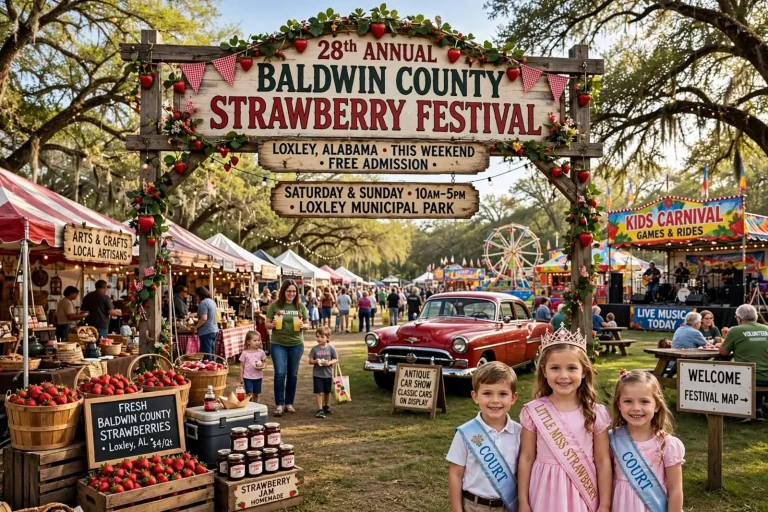 Illustration for the news story: 28th Annual Baldwin County Strawberry Festival Set for This Weekend in Loxley
