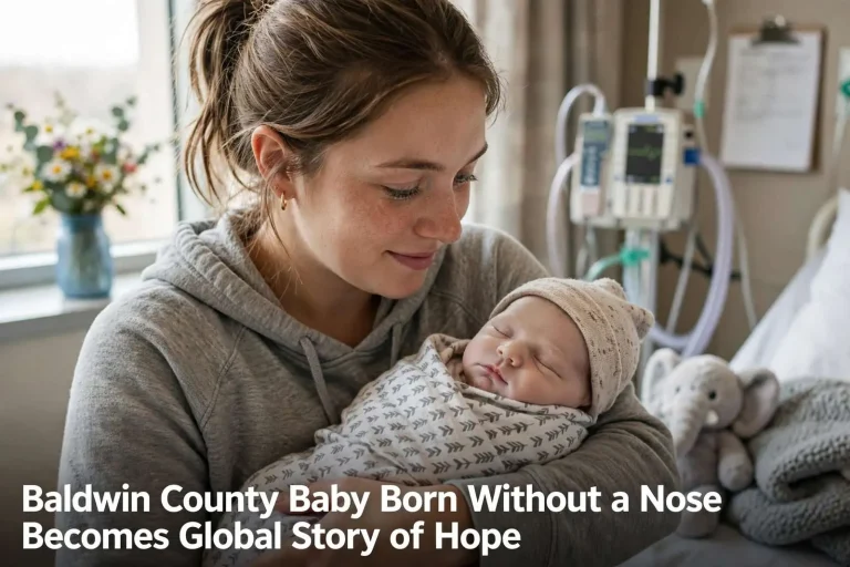 Illustration for the news story: Baldwin County Baby Born Without a Nose Becomes Global Story of Hope