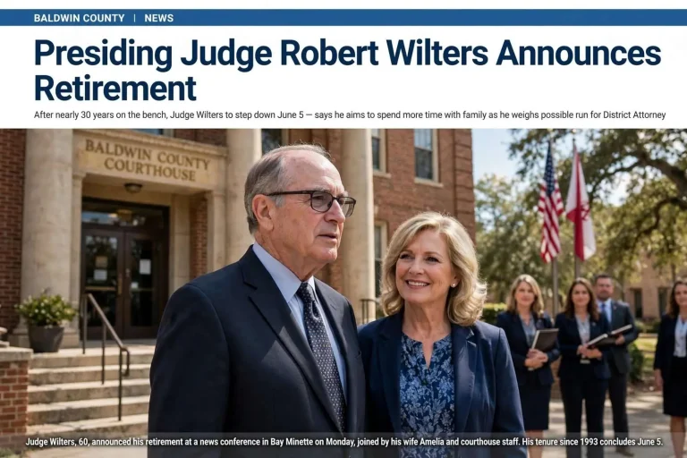 Illustration for the news story: Baldwin County Presiding Judge Wilters Announces Retirement