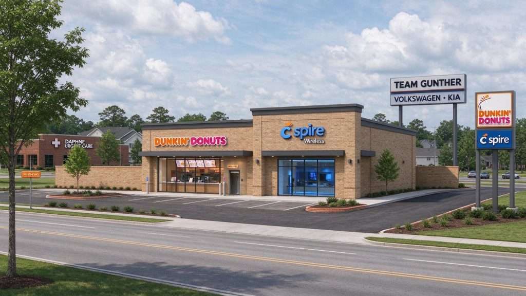 Illustration for the news story: Daphne Planning Commission Approves New Dunkin’ Donuts, VW-Kia Dealership