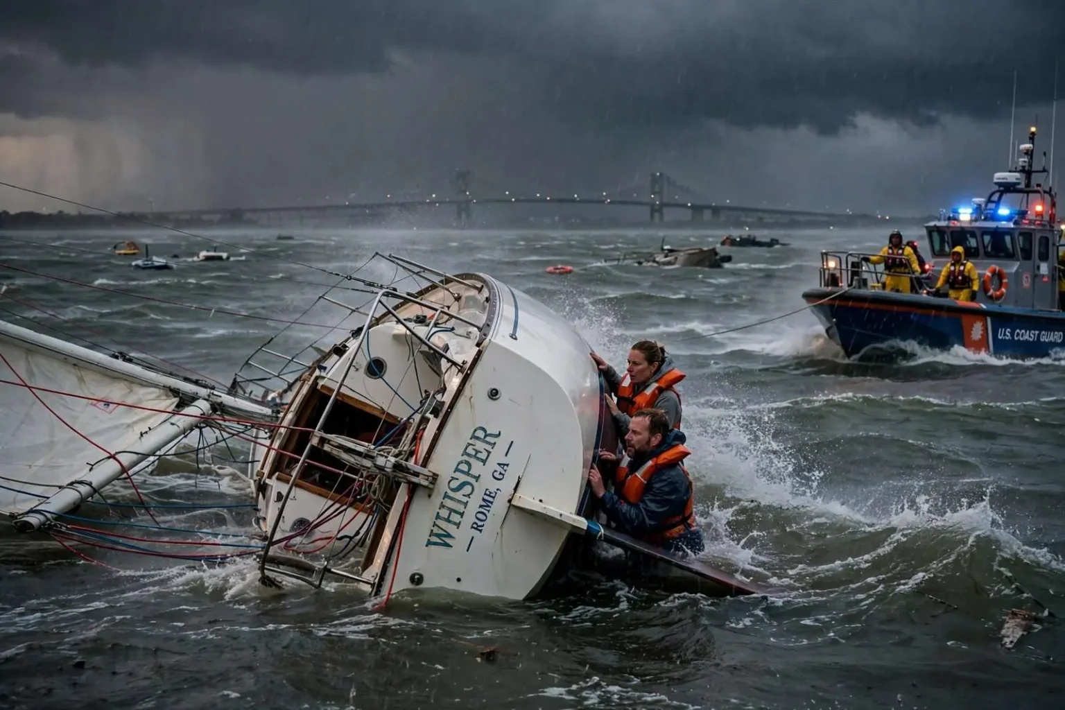 Illustration for the news story: Dauphin Island Regatta Survivors Recall Terrifying Storm on Mobile Bay