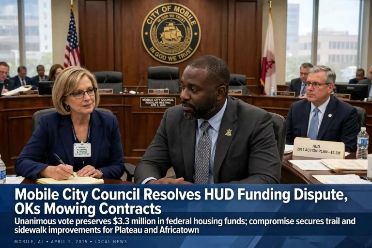 Illustration for the news story: Mobile City Council Resolves HUD Funding Dispute, OKs Mowing Contracts