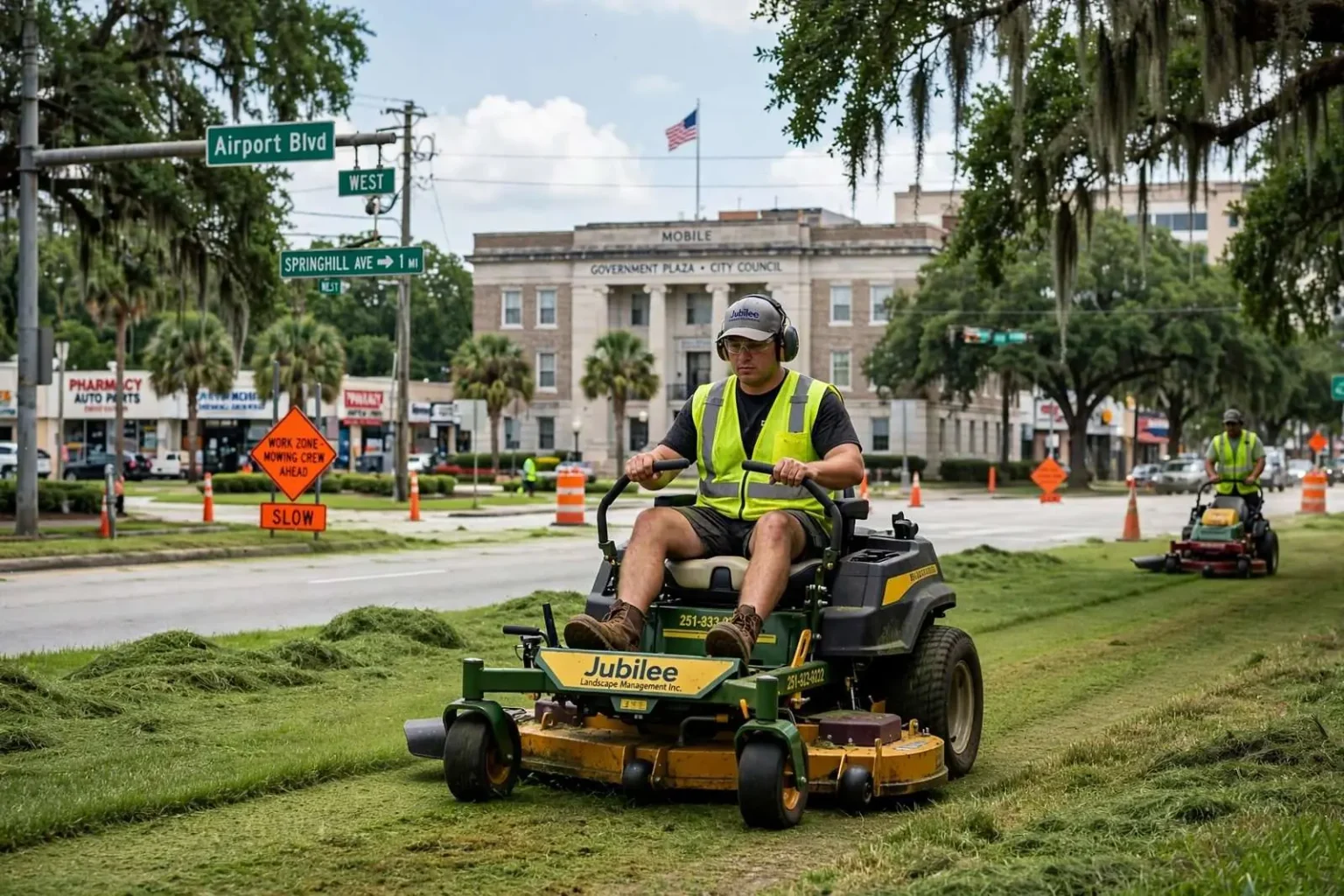 Illustration for the news story: Mobile City Council Weighs Nearly $300,000 in Private Mowing Contracts