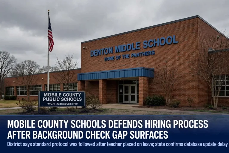 Illustration for the news story: Mobile County Schools Defends Hiring Process After Background Check Gap Surfaces