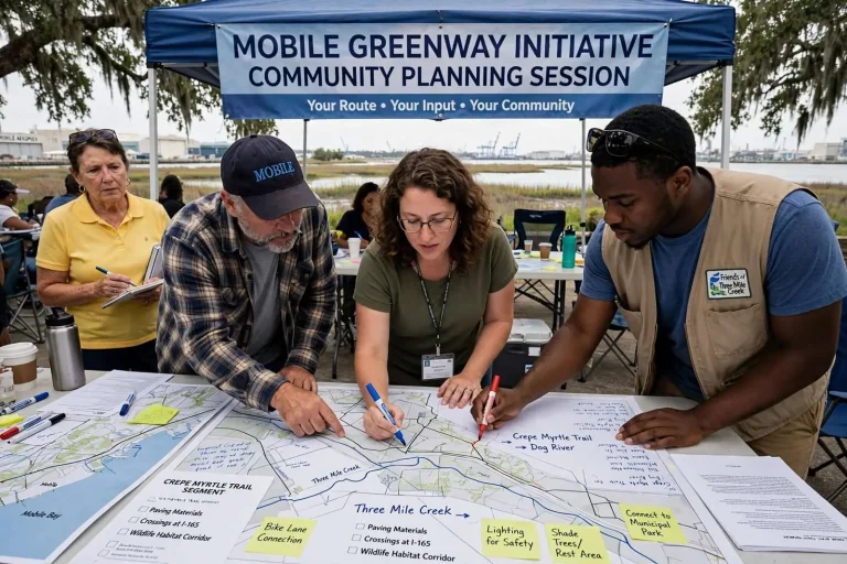 Illustration for the news story: Mobile Residents Weigh In on Plans for Citywide Greenway Trail