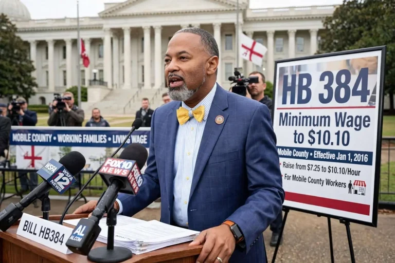 Illustration for the news story: Mobile-Area Lawmaker Files Bill to Raise Minimum Wage to $10.10 in Mobile County