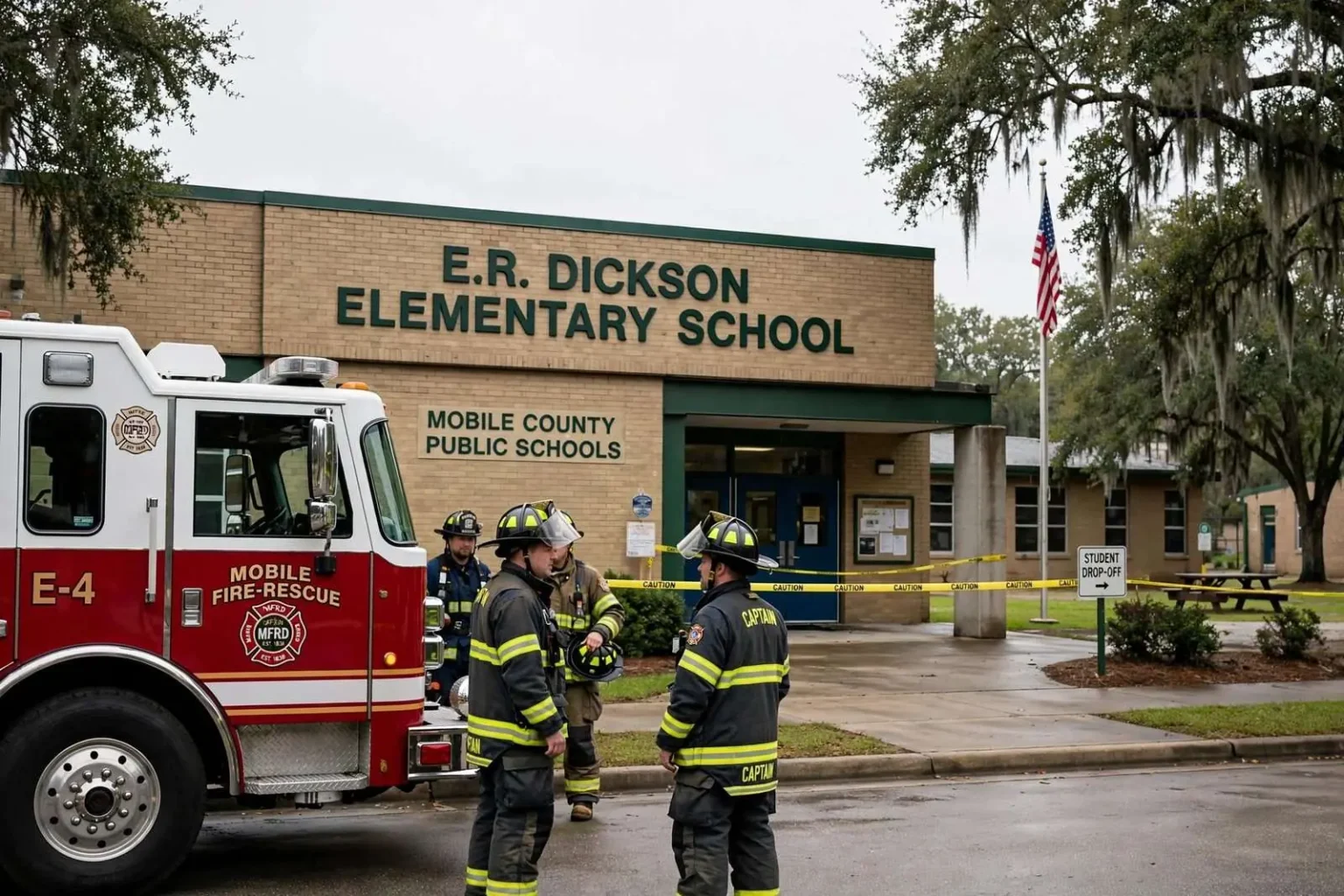 Illustration for the news story: Small Fire at Mobile Elementary School Causes Minor Damage, No Injuries