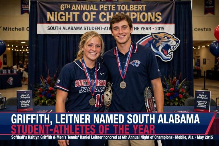 Illustration for the news story: Griffith, Leitner Named South Alabama Student-Athletes of the Year at Night of Champions