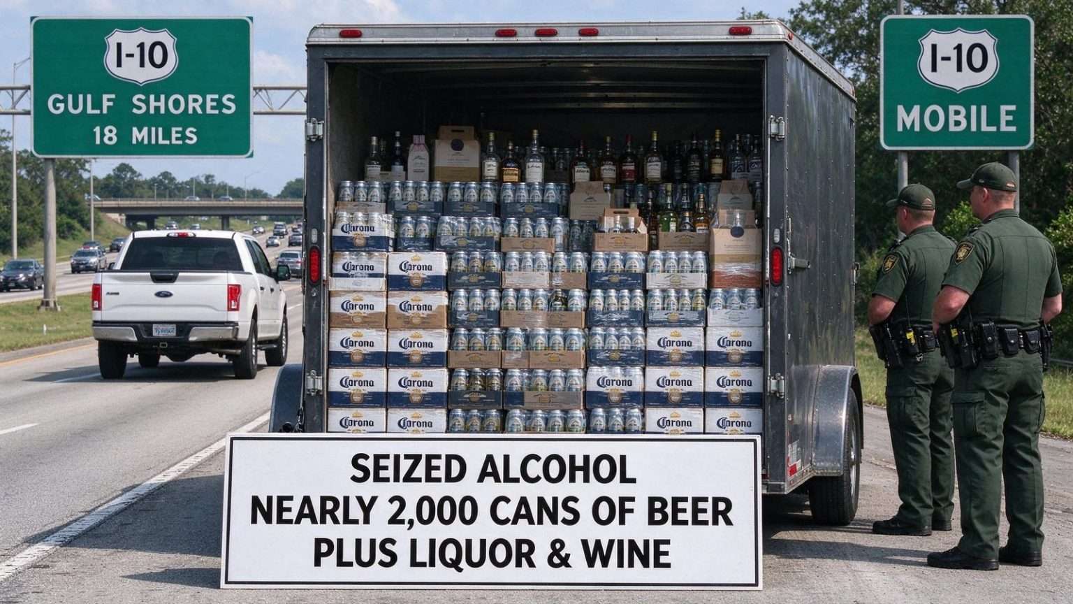 Illustration for the news story: Deputies Seize Nearly 2,000 Beers From Truck Headed to Gulf Shores