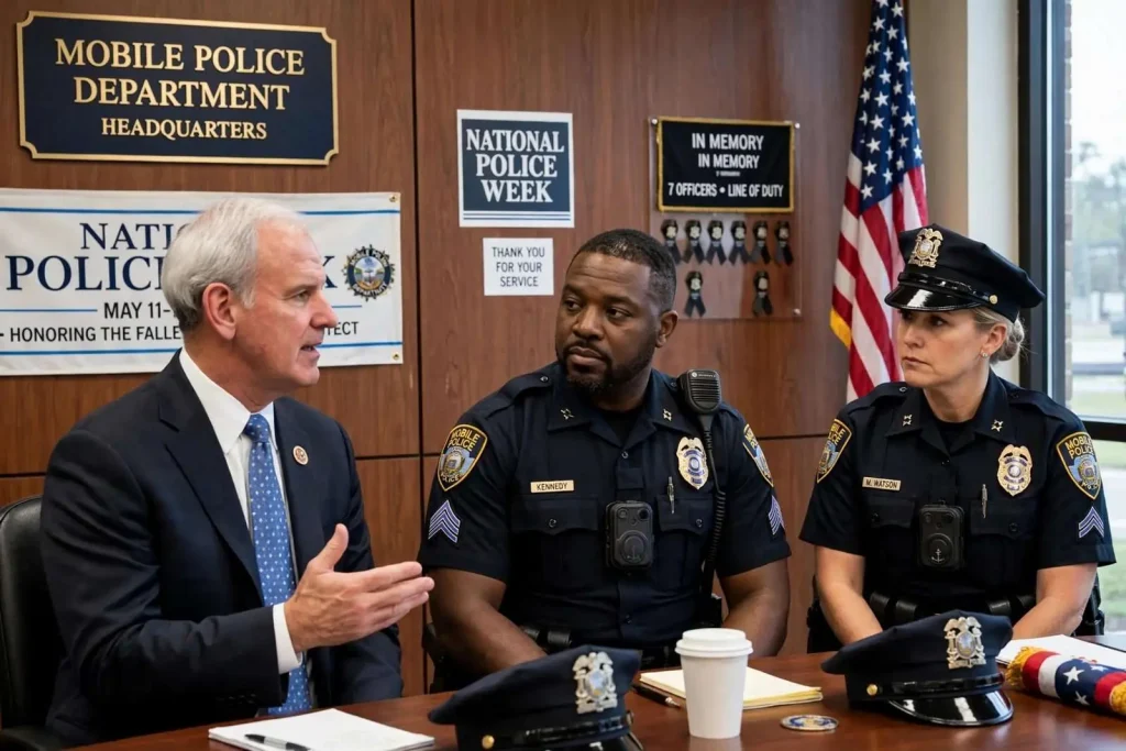 Illustration for the news story: Congressman Byrne Visits Mobile Police to Mark National Police Week