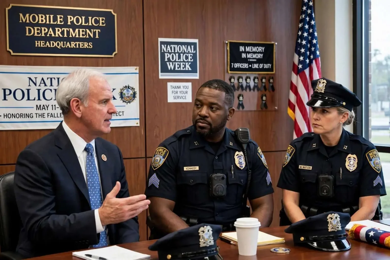Illustration for the news story: Congressman Byrne Visits Mobile Police to Mark National Police Week
