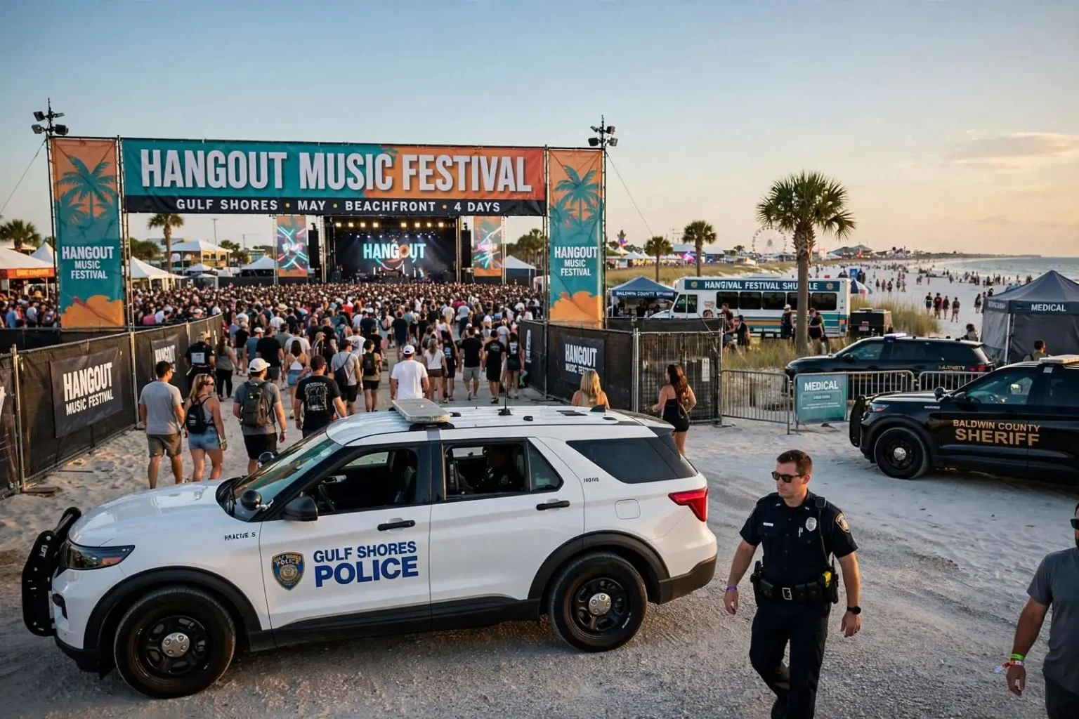 Illustration for the news story: Hangout Music Festival Arrests Nearly Double From Previous Year