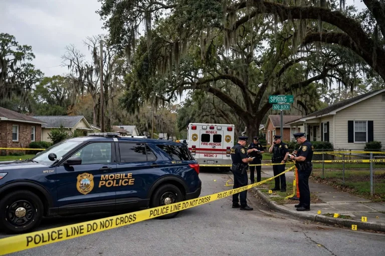 Illustration for the news story: Mobile Police Investigate Fatal Shooting Tied to Domestic Dispute