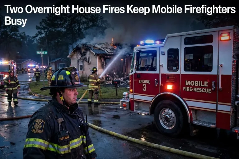 Illustration for the news story: Two Overnight House Fires Keep Mobile Firefighters Busy