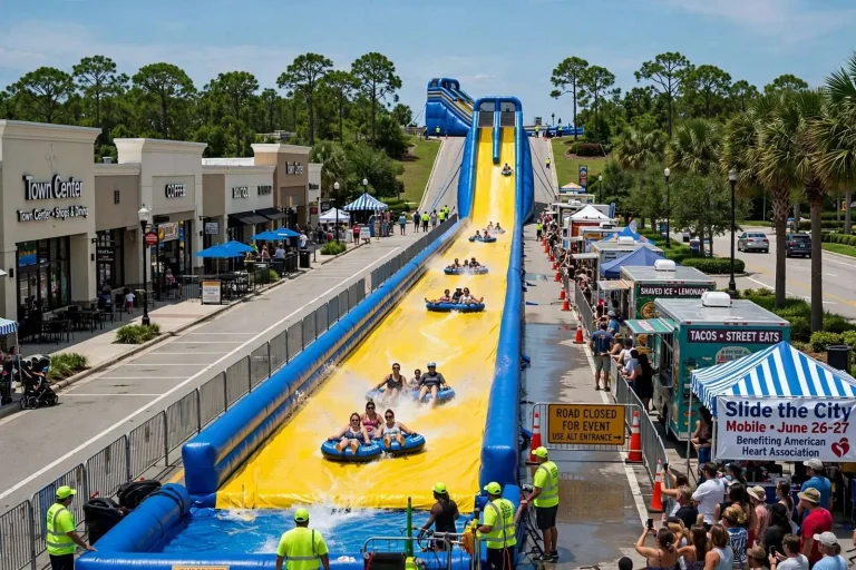 Illustration for the news story: Slide the City Water Slide Event Set for Spanish Fort’s Town Center