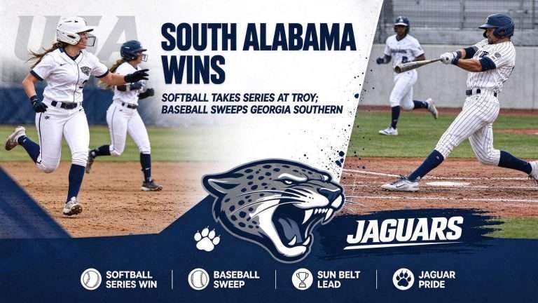 Illustration for the news story: South Alabama Softball Wins Series at Troy; Baseball Sweeps Georgia Southern to Take Sun Belt Lead