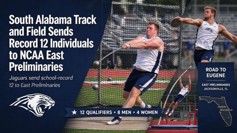 Illustration for the news story: South Alabama Track and Field Sends Record 12 Individuals to NCAA East Preliminaries
